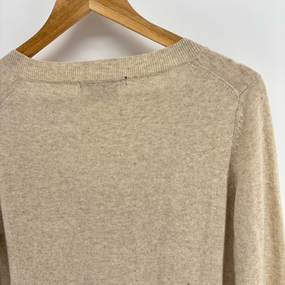 BCBG MAXAZRIA V-neck Sweater Angora/Wool/Nylon Women Size XL‎ Tan Tunic Pockets - Picture 4 of 11